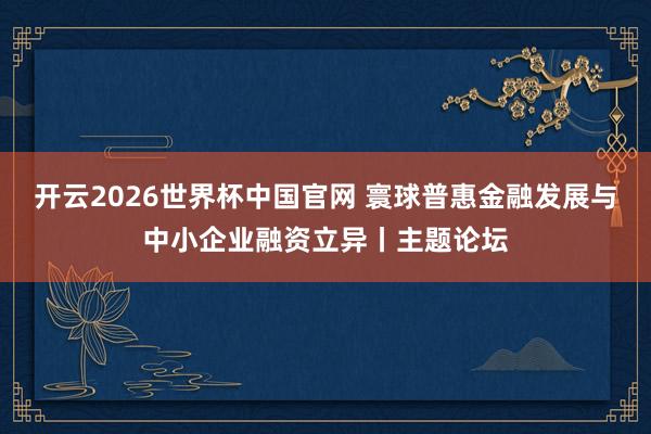 开云2026世界杯中国官网 寰球普惠金融发展与中小企业融资立异丨主题论坛
