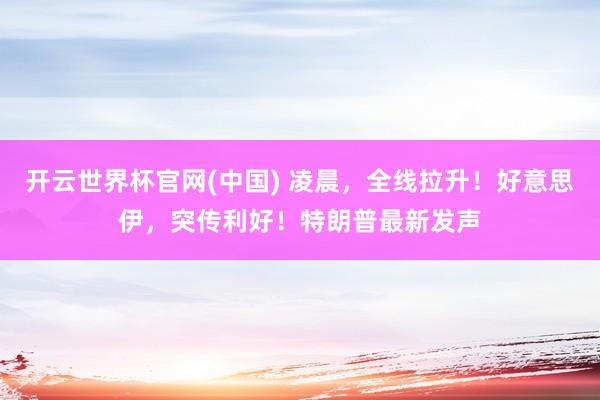 开云世界杯官网(中国) 凌晨，全线拉升！好意思伊，突传利好！特朗普最新发声