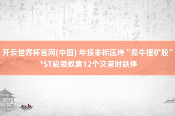开云世界杯官网(中国) 年报非标压垮“最牛锂矿股” *ST威领蚁集12个交昔时跌停