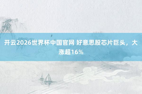 开云2026世界杯中国官网 好意思股芯片巨头,大涨超16%
