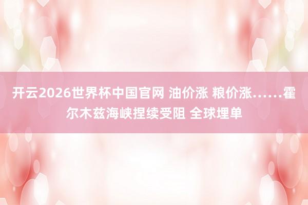 开云2026世界杯中国官网 油价涨 粮价涨……霍尔木兹海峡捏续受阻 全球埋单