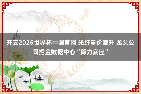 开云2026世界杯中国官网 光纤量价都升 龙头公司掘金数据中心“算力底座”