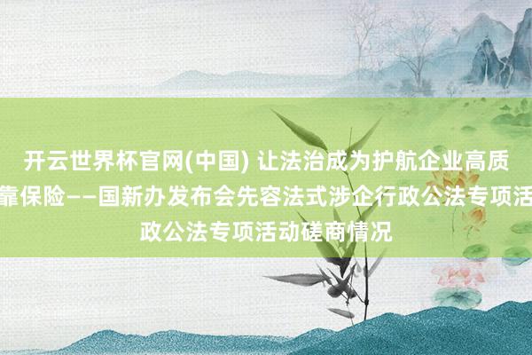 开云世界杯官网(中国) 让法治成为护航企业高质料发展最可靠保险——国新办发布会先容法式涉企行政公法专项活动磋商情况