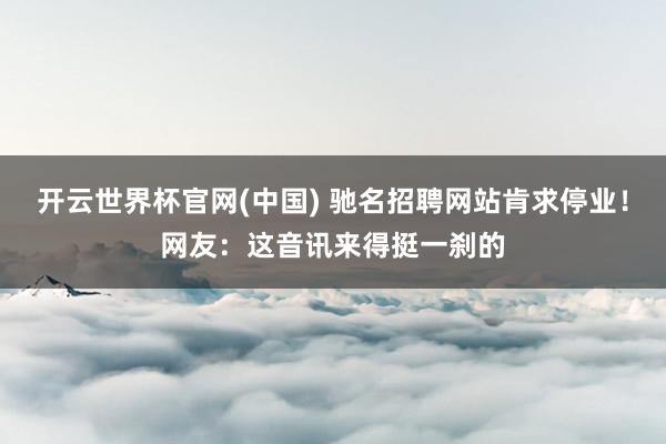 开云世界杯官网(中国) 驰名招聘网站肯求停业!网友:这音讯来得挺一刹的