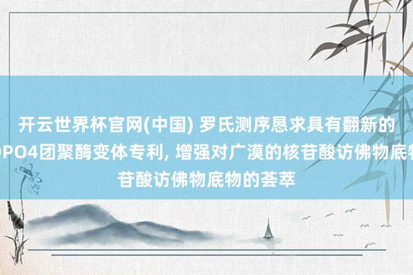 开云世界杯官网(中国) 罗氏测序恳求具有翻新的特色的DPO4团聚酶变体专利, 增强对广漠的核苷酸访佛物底物的荟萃