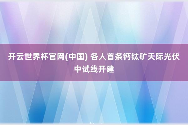 开云世界杯官网(中国) 各人首条钙钛矿天际光伏中试线开建