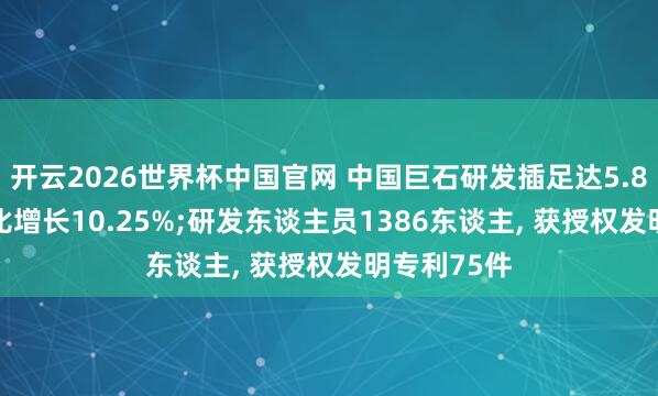 开云2026世界杯中国官网 中国巨石研发插足达5.82亿元, 同比增长10.25%;研发东谈主员1386东谈主, 获授权发明专利75件