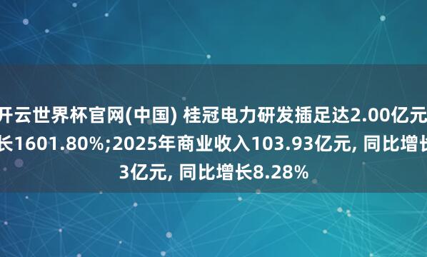 开云世界杯官网(中国) 桂冠电力研发插足达2.00亿元, 同比增长1601.80%;2025年商业收入103.93亿元, 同比增长8.28%