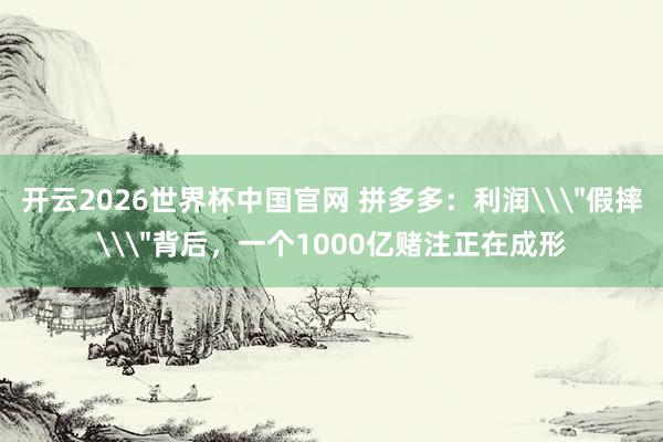 开云2026世界杯中国官网 拼多多:利润\