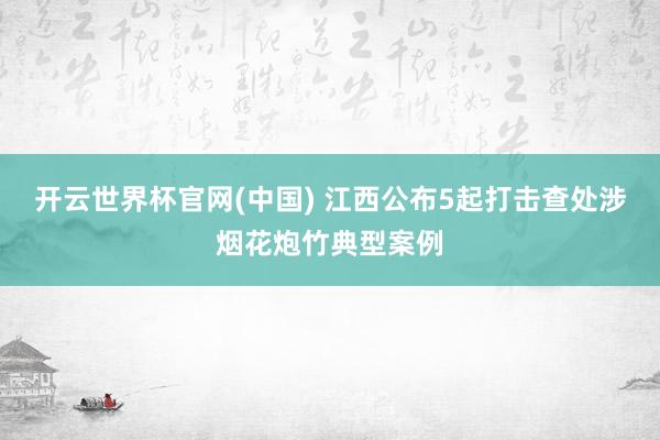 开云世界杯官网(中国) 江西公布5起打击查处涉烟花炮竹典型案例