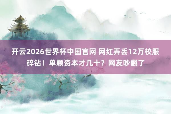 开云2026世界杯中国官网 网红弄丢12万校服碎钻!单颗资本才几十?网友吵翻了