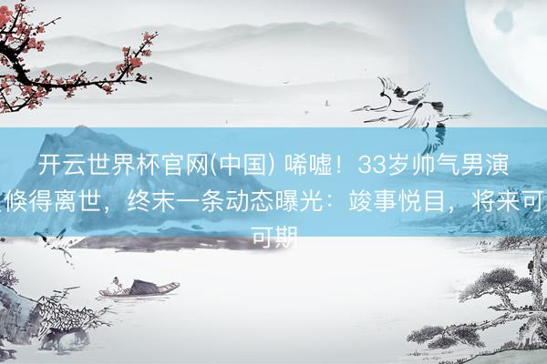 开云世界杯官网(中国) 唏嘘!33岁帅气男演员倏得离世,终末一条动态曝光:竣事悦目,将来可期